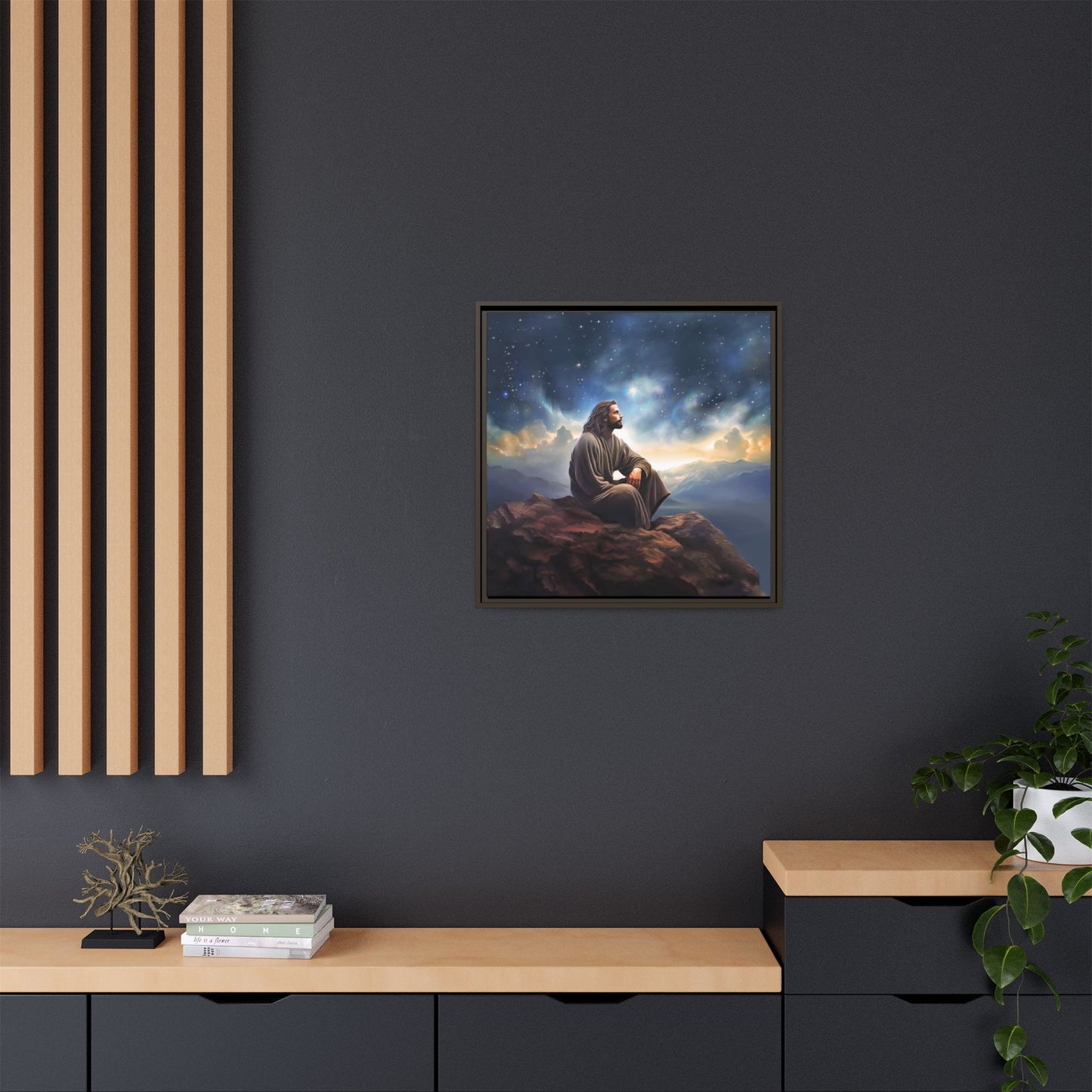 Jesus With The Stars, Framed Fine Art Canvas Print of Handmade Art, many sizes, Christian Art, Christian Gifts