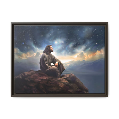 Jesus with The Stars, Canvas Print Art Framed, Jesus Christ Handmade Artwork, Deep Meditative Christian Gift