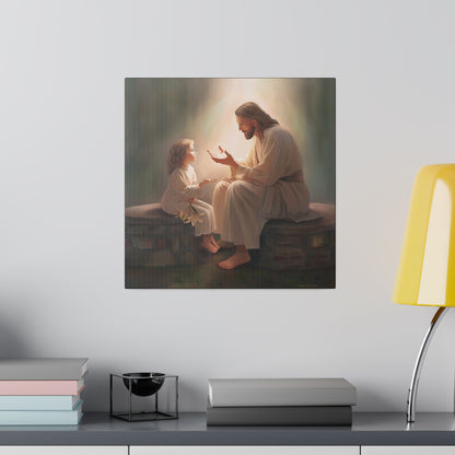 You Are The Light, fine art canvas print, Christian artwork, Jesus with a child, Jesus Christ with a little girl, Consider The Lillies