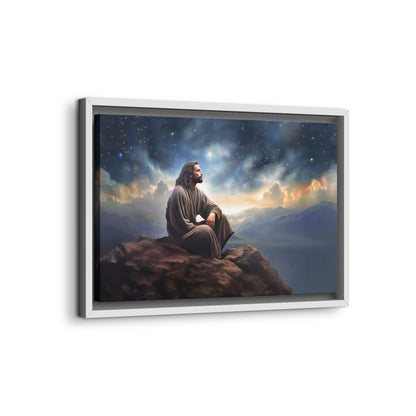 Jesus with The Stars, Canvas Print Art Framed, Jesus Christ Handmade Artwork, Deep Meditative Christian Gift