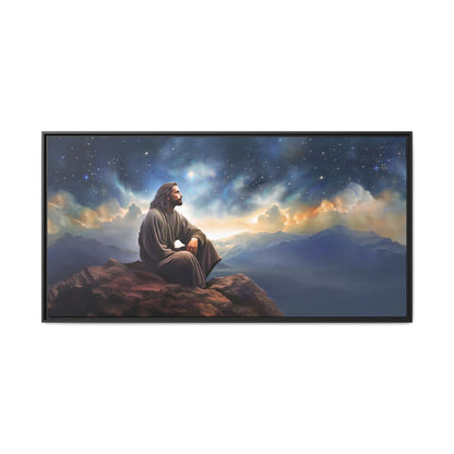 Jesus with The Stars, Canvas Print Art Framed, Jesus Christ Handmade Artwork, Deep Meditative Christian Gift