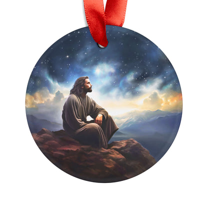 Jesus Christ Christmas Ornament, Christian Ornament with Ribbon