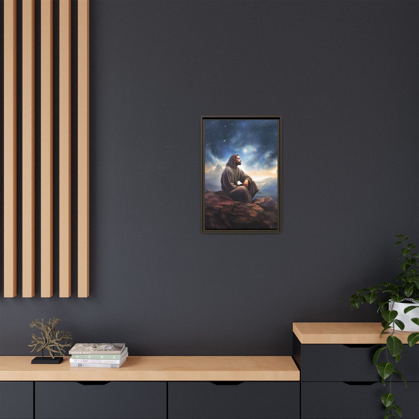 Jesus With The Stars, Framed Fine Art Canvas Print of Handmade Art, many sizes, Christian Art, Christian Gifts