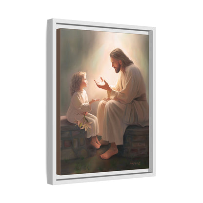 We are His Children, Fine Art Framed Canvas Print, Picture of Jesus, Jesus with a Child, Christian Gift, Christian Art, Jesus Christ Art with Child