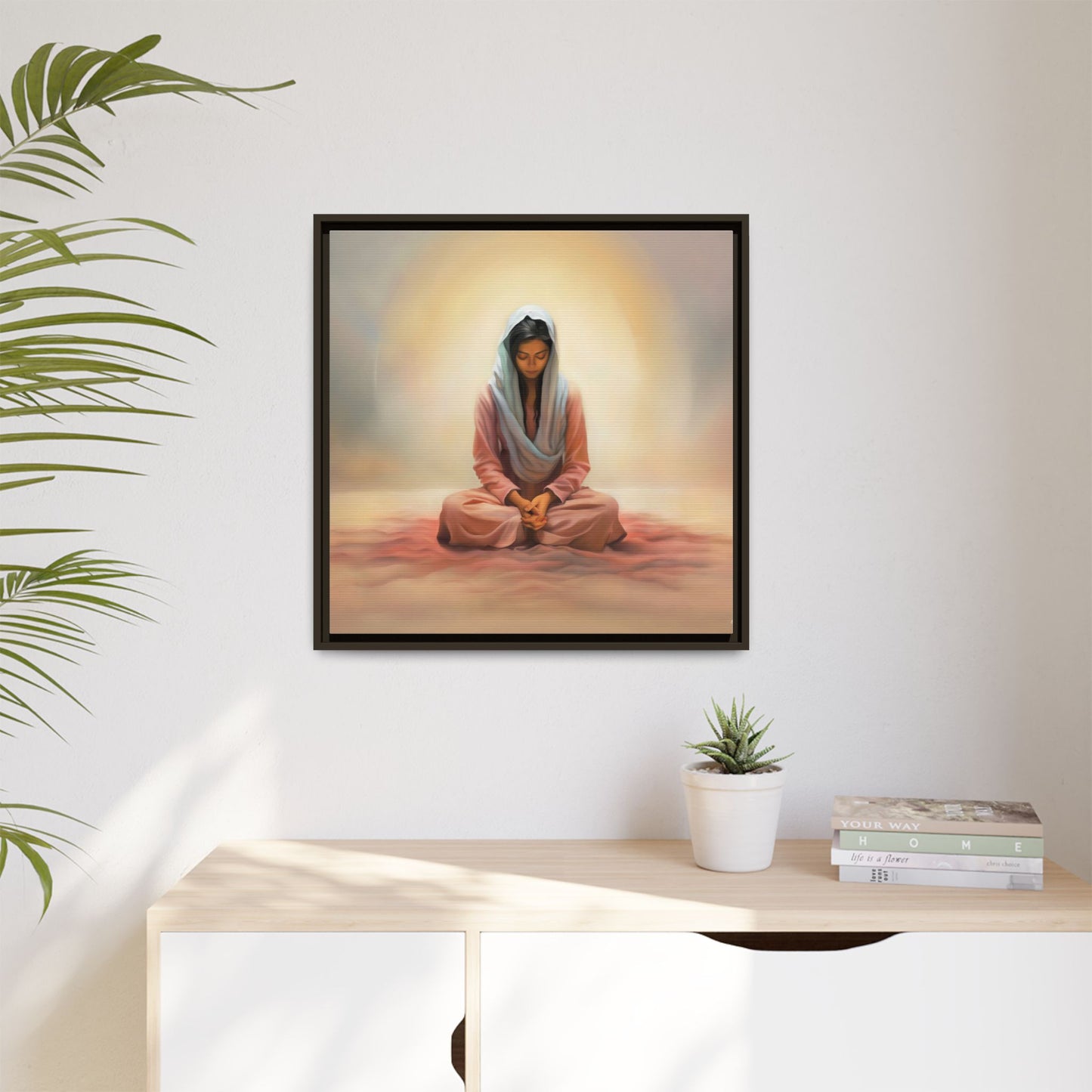 Stillness Christian Matte Canvas Print Artwork Framed, Female Discipleship Meditation Art, Stillness Artwork, Stillness Artwork, Framed (Multi-color)