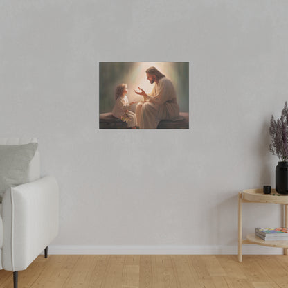 You Are The Light, fine art canvas print, Christian artwork, Jesus with a child, Jesus Christ with a little girl, Consider The Lillies