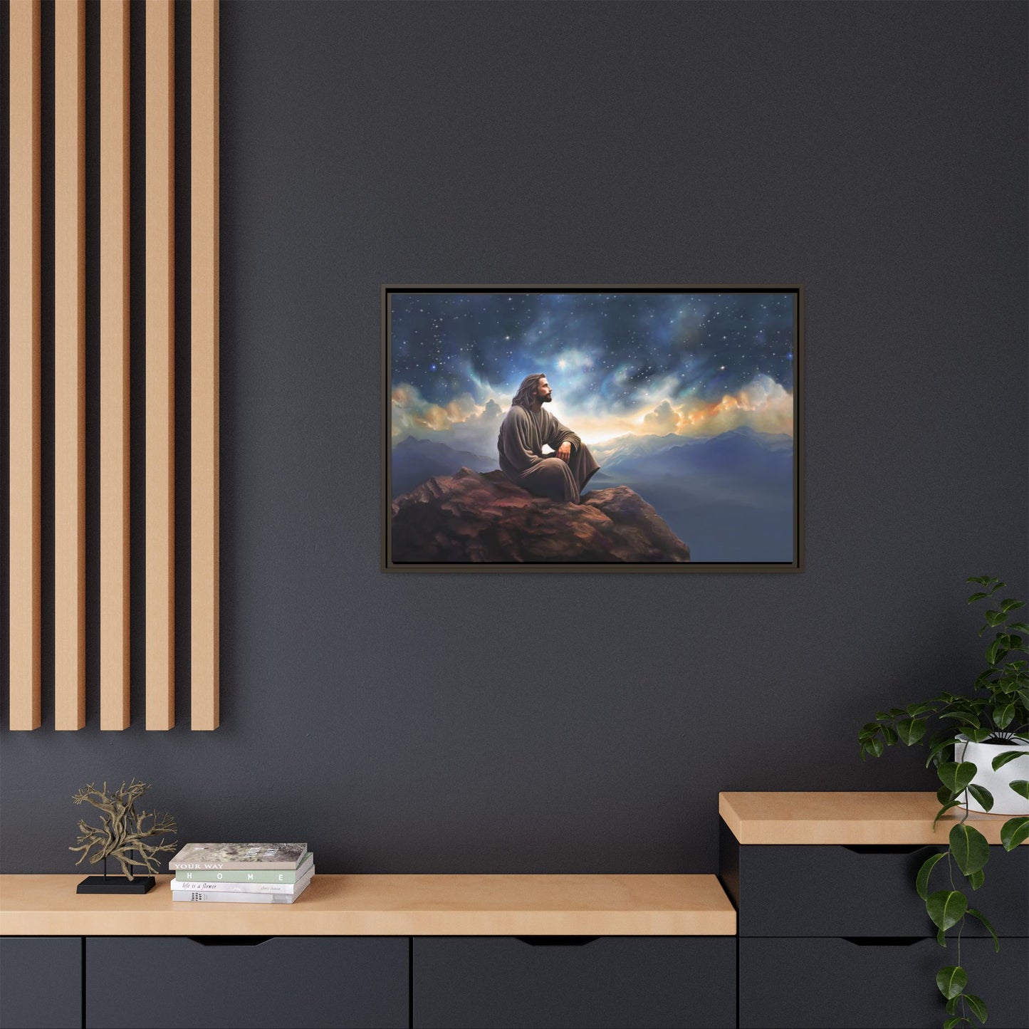 Jesus With The Stars, Framed Fine Art Canvas Print of Handmade Art, many sizes, Christian Art, Christian Gifts