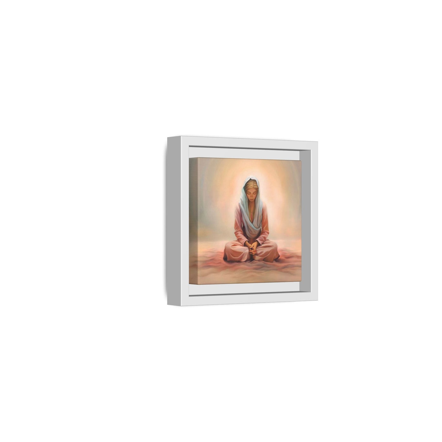 Stillness Framed Canvas Wall Art, Serene Meditation Decor, Spiritual Mindfulness Gift, Tranquil Room Accent, Woman Religious Art