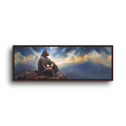 Jesus with The Stars, Canvas Print Art Framed, Jesus Christ Handmade Artwork, Deep Meditative Christian Gift