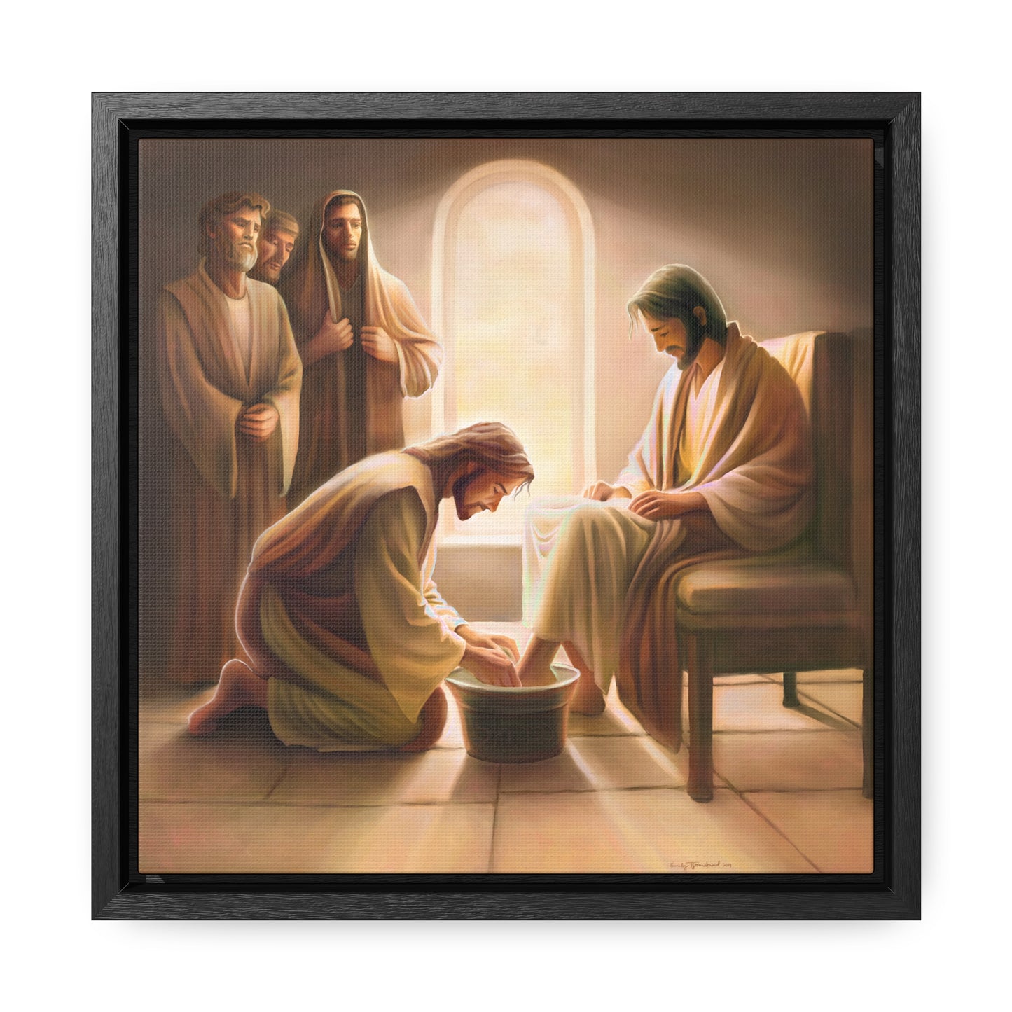 Jesus Washing the Feet, Canvas Print, Framed, The Unconditional Nature of God, Christian Art, Beautiful Art for Church and home, Gift for Him, Gift for Her