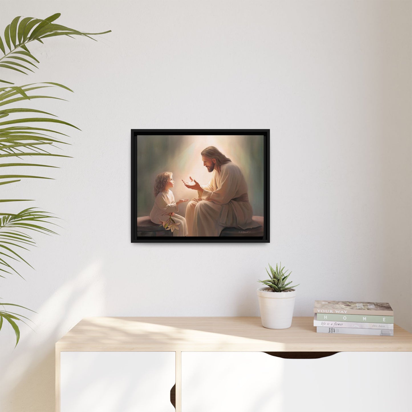 You Are The Light Fine Art Canvas Print, Framed, Picture of Jesus, Christian Gift, Christian Art, Jesus Christ Art with Child, Framed