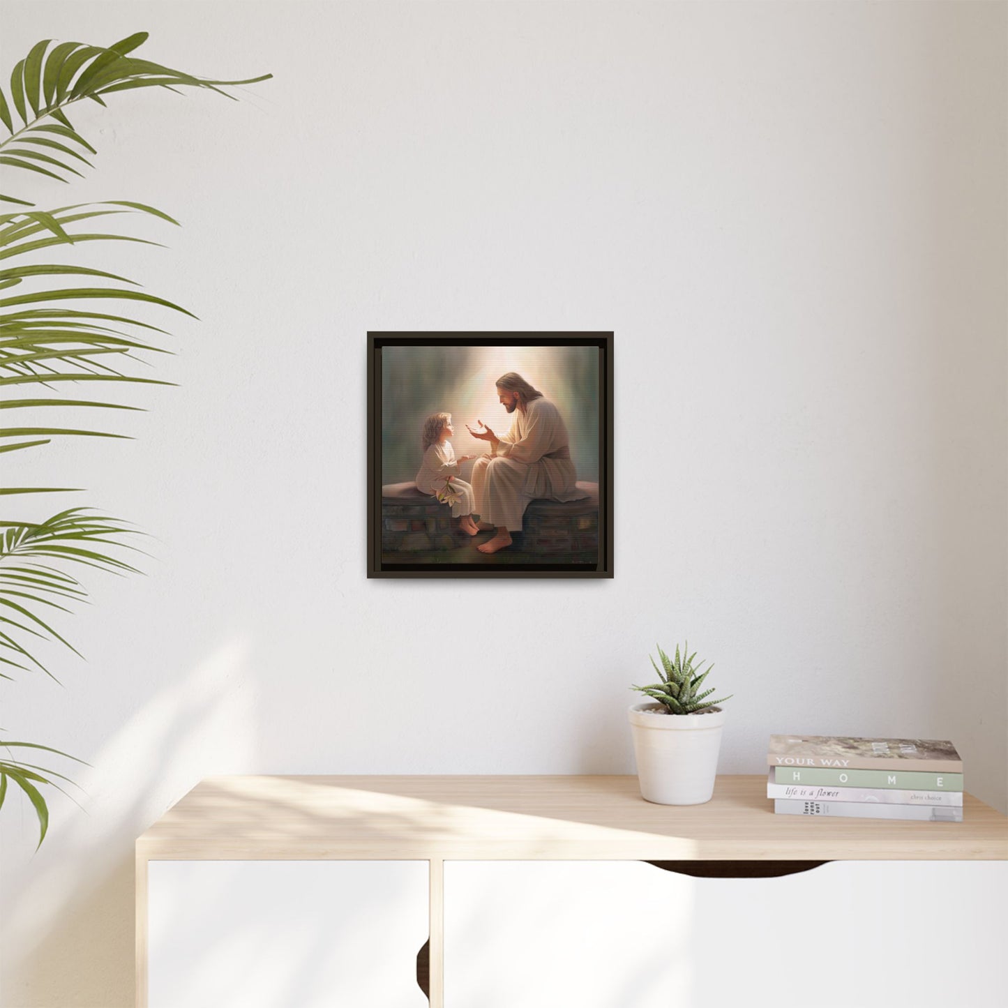 We are His Children, Fine Art Framed Canvas Print, Picture of Jesus, Jesus with a Child, Christian Gift, Christian Art, Jesus Christ Art with Child