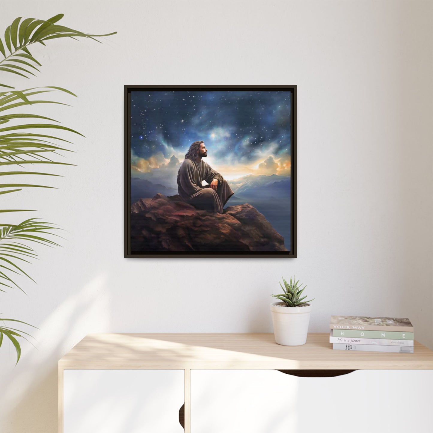 Jesus With The Stars, Framed Fine Art Canvas Print of Handmade Art, many sizes, Christian Art, Christian Gifts