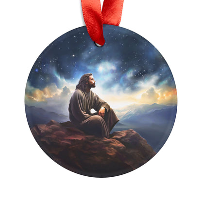 Jesus Christ Christmas Ornament, Christian Ornament with Ribbon