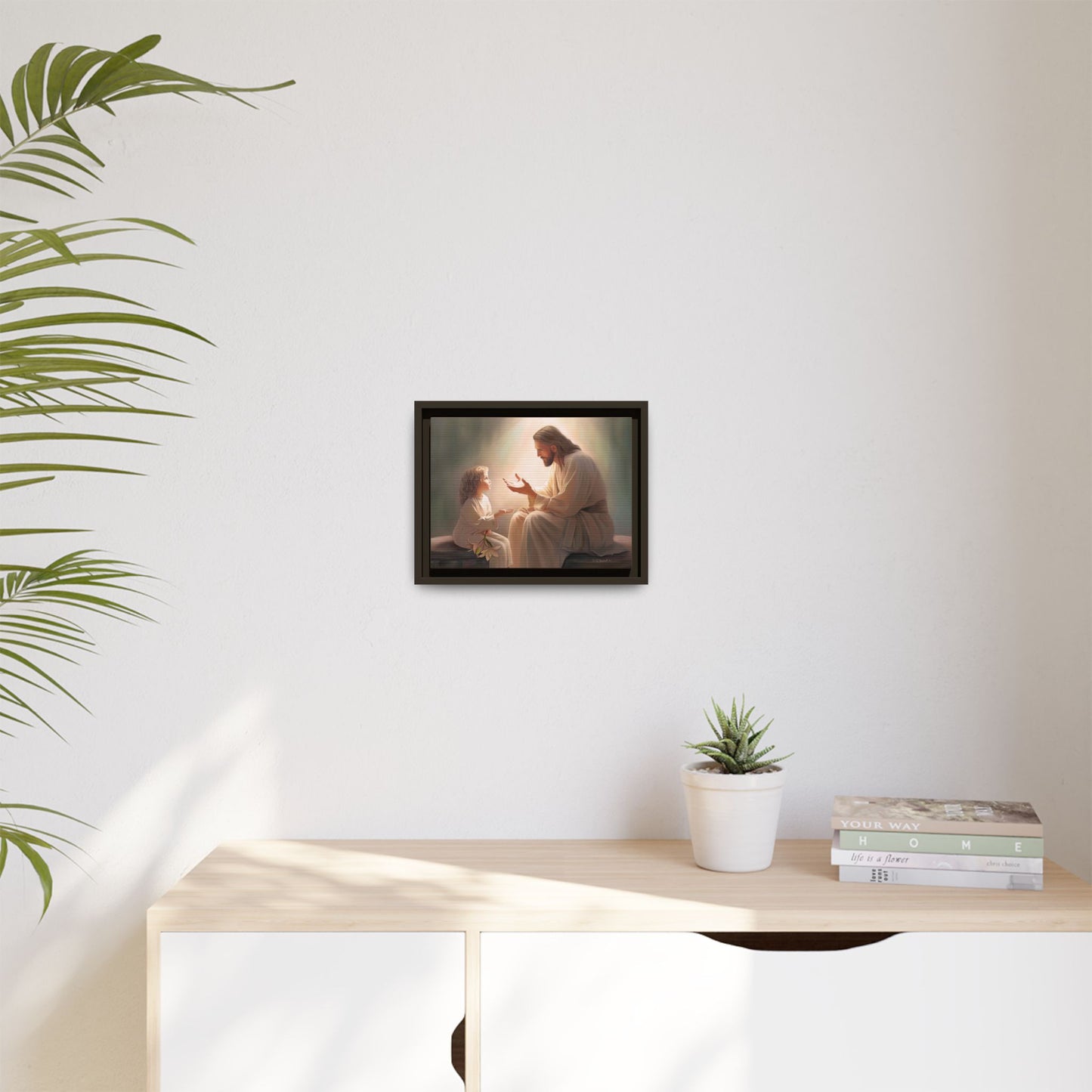 We are His Children, Fine Art Framed Canvas Print, Picture of Jesus, Jesus with a Child, Christian Gift, Christian Art, Jesus Christ Art with Child
