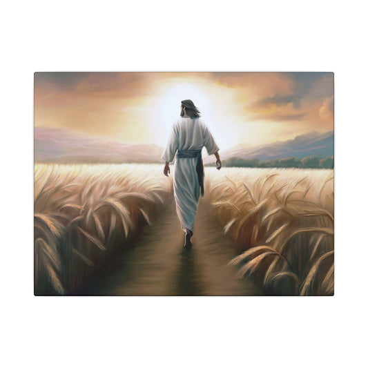 Called To Serve, Fine Art Canvas Print, Missionary Gift, many sizes, Jesus Christ walking through a wheat field, Christian Art
