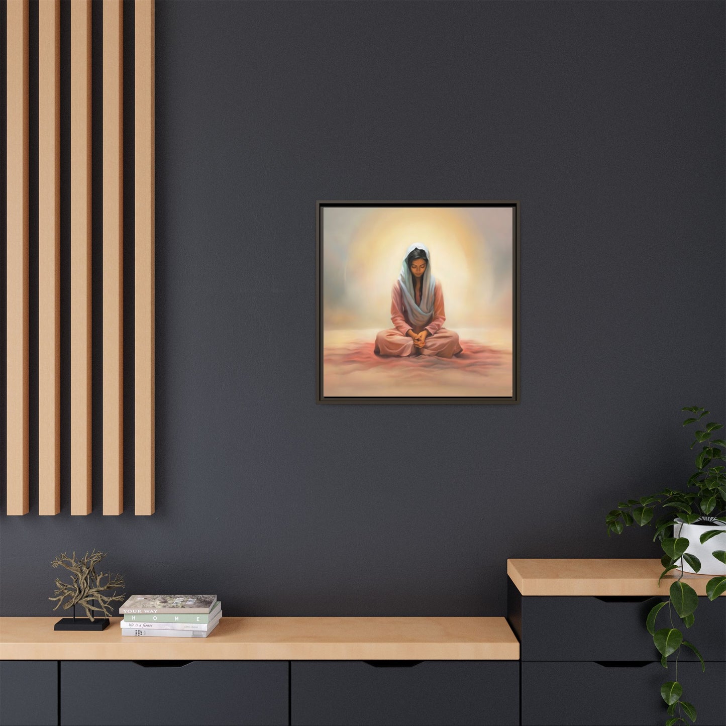 Stillness Christian Matte Canvas Print Artwork Framed, Female Discipleship Meditation Art, Stillness Artwork, Stillness Artwork, Framed (Multi-color)