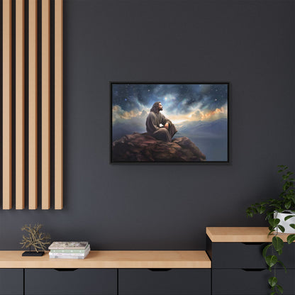 Jesus with The Stars, Canvas Print Art Framed, Jesus Christ Handmade Artwork, Deep Meditative Christian Gift