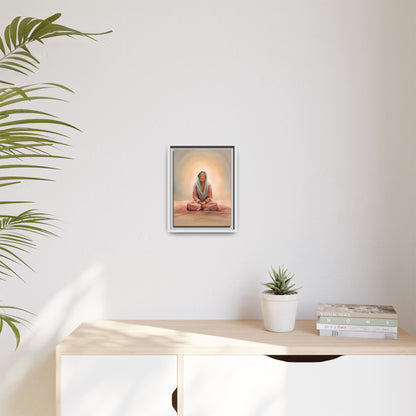 Stillness Framed Canvas Wall Art, Serene Meditation Decor, Spiritual Mindfulness Gift, Tranquil Room Accent, Woman Religious Art