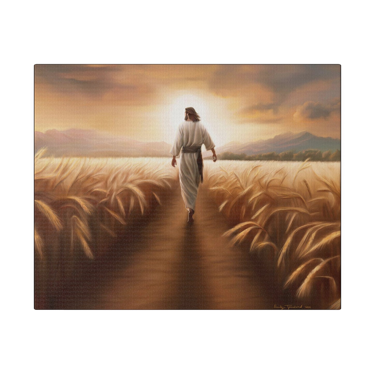 Called To Serve, Fine Art Canvas Print, Missionary Gift, many sizes, Jesus Christ walking through a wheat field, Christian Art