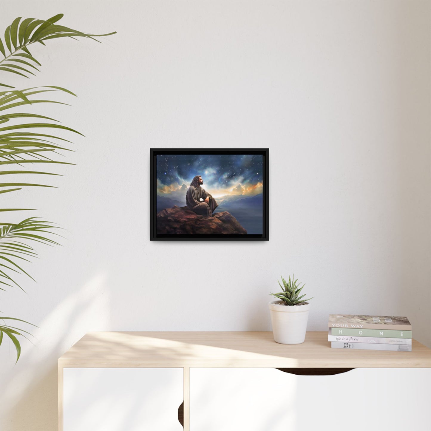 Jesus With The Stars, Framed Fine Art Canvas Print of Handmade Art, many sizes, Christian Art, Christian Gifts