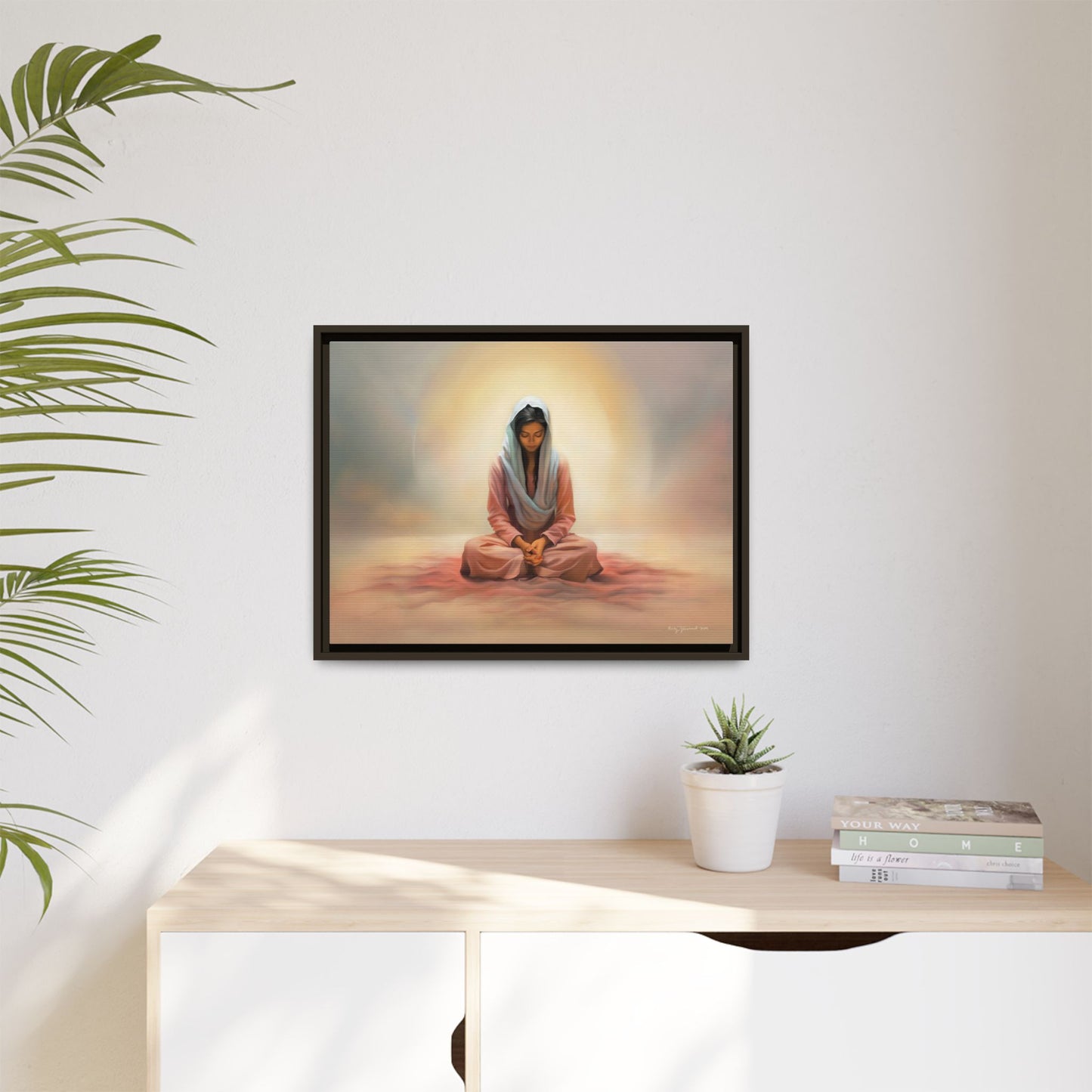 Stillness Christian Matte Canvas Print Artwork Framed, Female Discipleship Meditation Art, Stillness Artwork, Stillness Artwork, Framed (Multi-color)