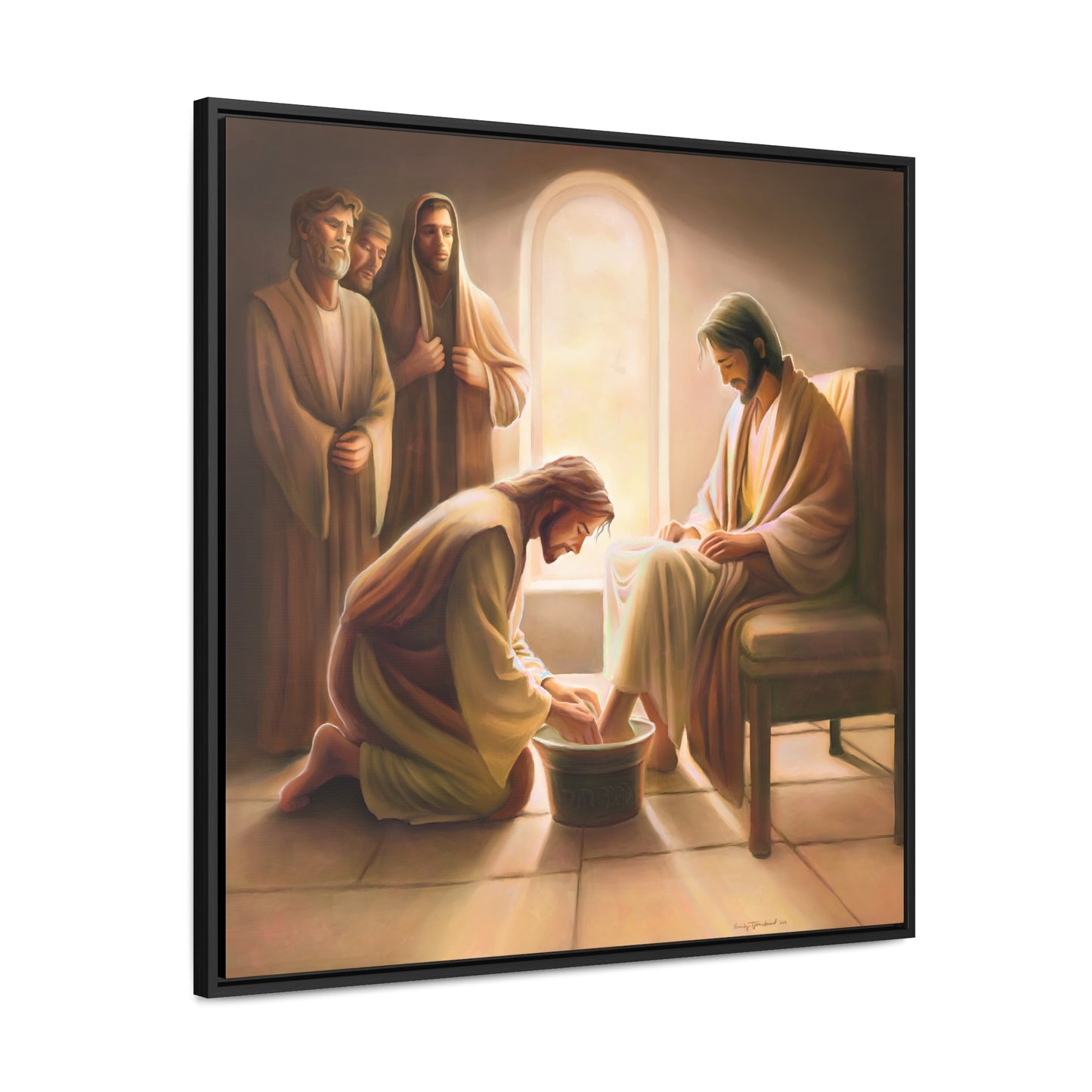 Jesus Washing the Feet, Canvas Print, Framed, The Unconditional Nature of God, Christian Art, Beautiful Art for Church and home, Gift for Him, Gift for Her