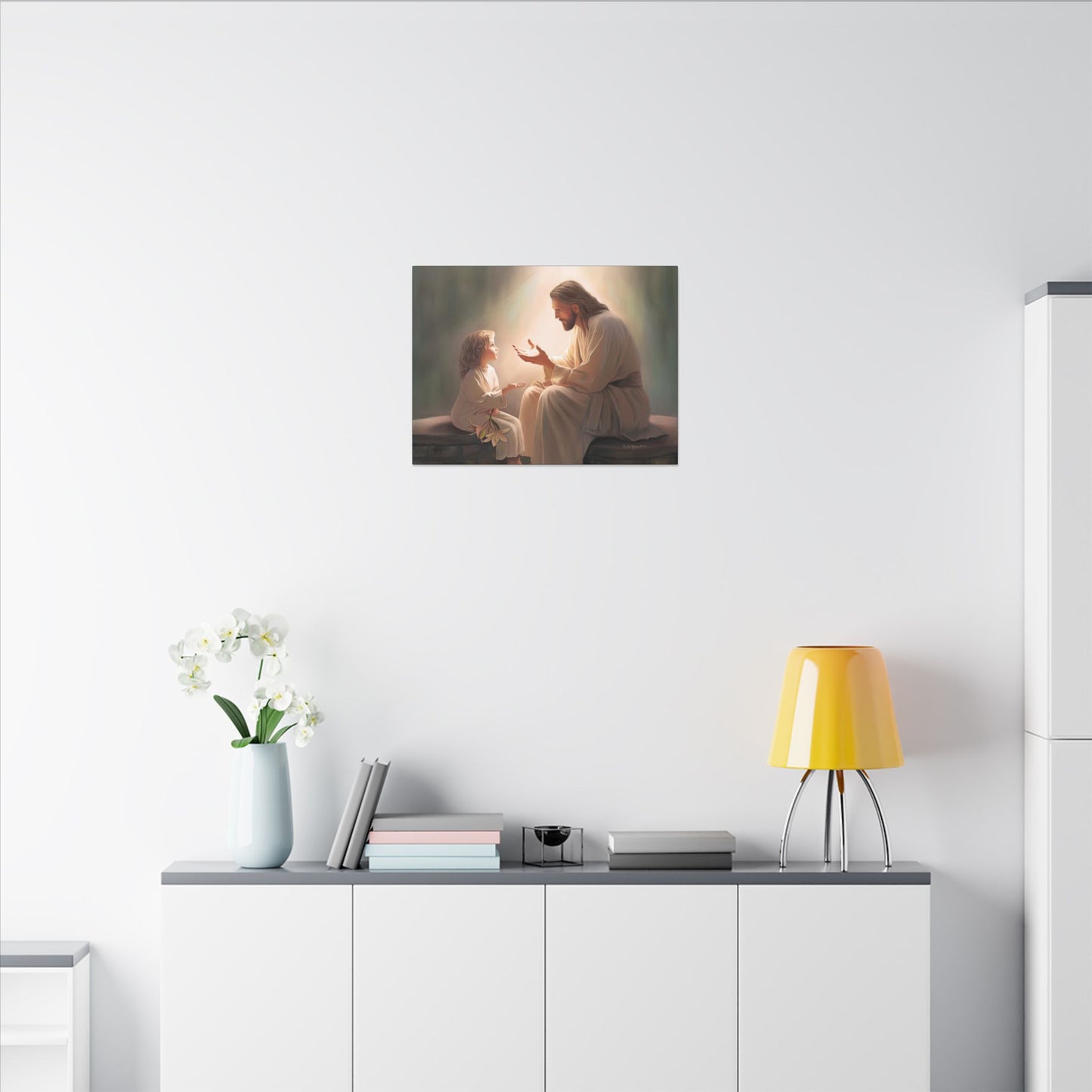 You Are The Light, fine art canvas print, Christian artwork, Jesus with a child, Jesus Christ with a little girl, Consider The Lillies