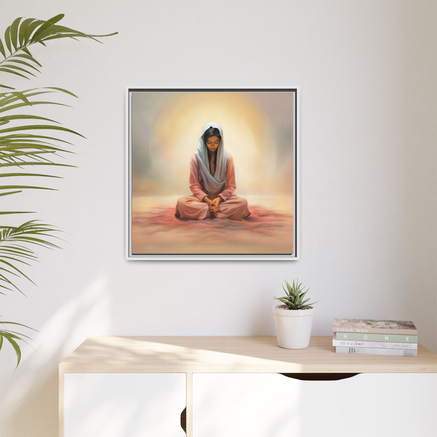 Stillness Christian Matte Canvas Print Artwork Framed, Female Discipleship Meditation Art, Stillness Artwork, Stillness Artwork, Framed (Multi-color)