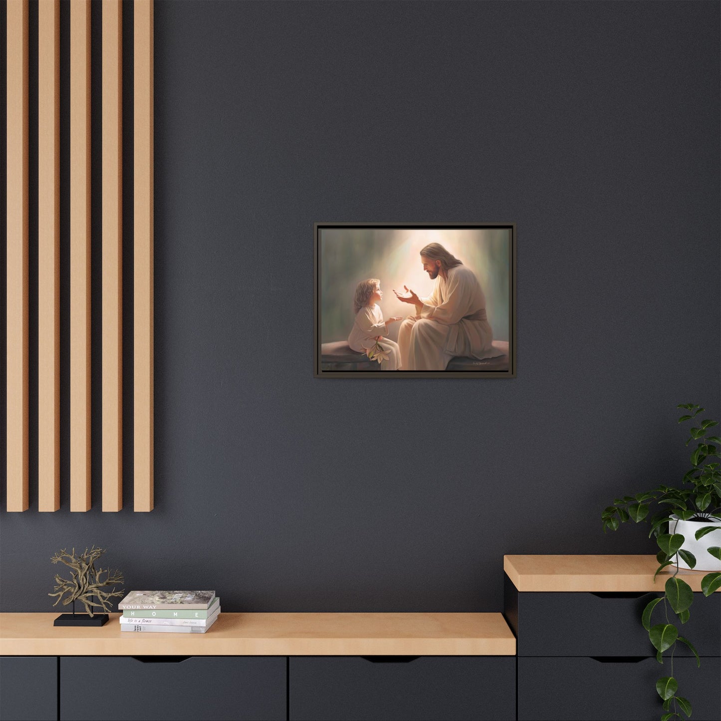 We are His Children, Fine Art Framed Canvas Print, Picture of Jesus, Jesus with a Child, Christian Gift, Christian Art, Jesus Christ Art with Child