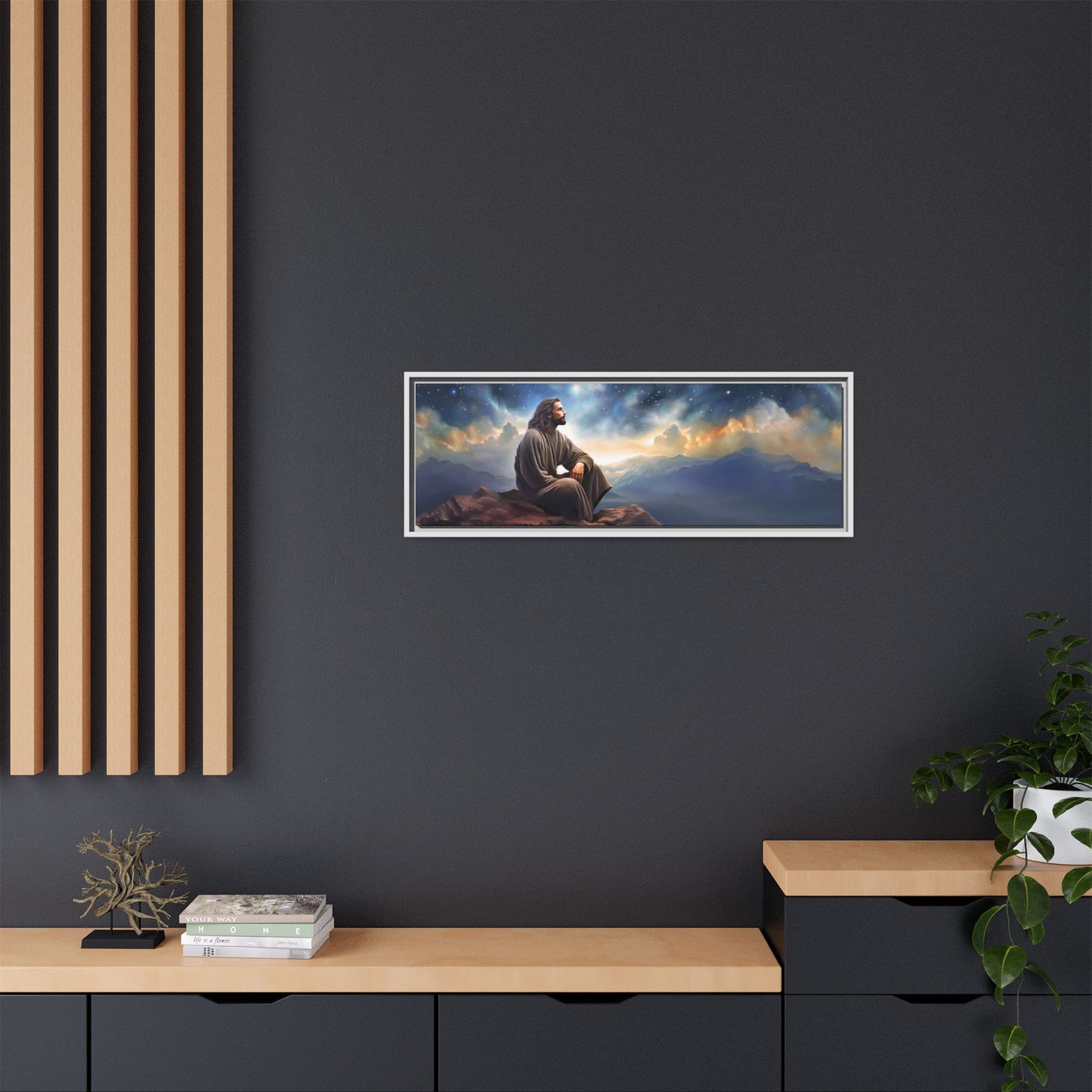 Jesus With The Stars, Framed Fine Art Canvas Print of Handmade Art, many sizes, Christian Art, Christian Gifts