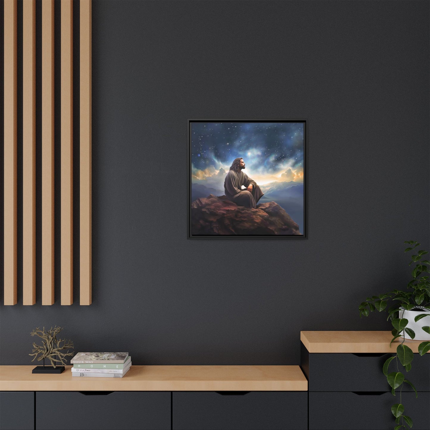 Jesus With The Stars, Framed Fine Art Canvas Print of Handmade Art, many sizes, Christian Art, Christian Gifts