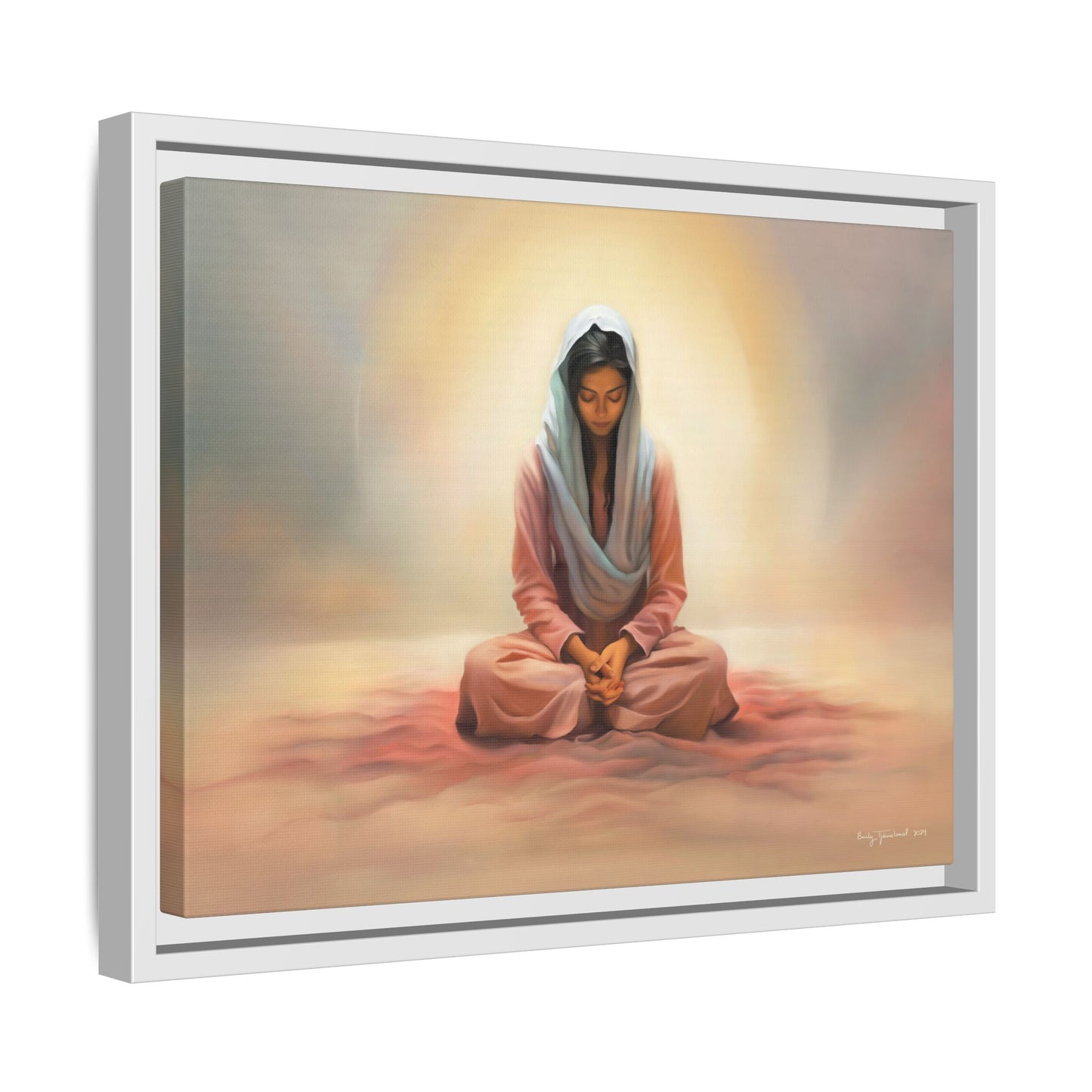 Stillness Christian Matte Canvas Print Artwork Framed, Female Discipleship Meditation Art, Stillness Artwork, Stillness Artwork, Framed (Multi-color)