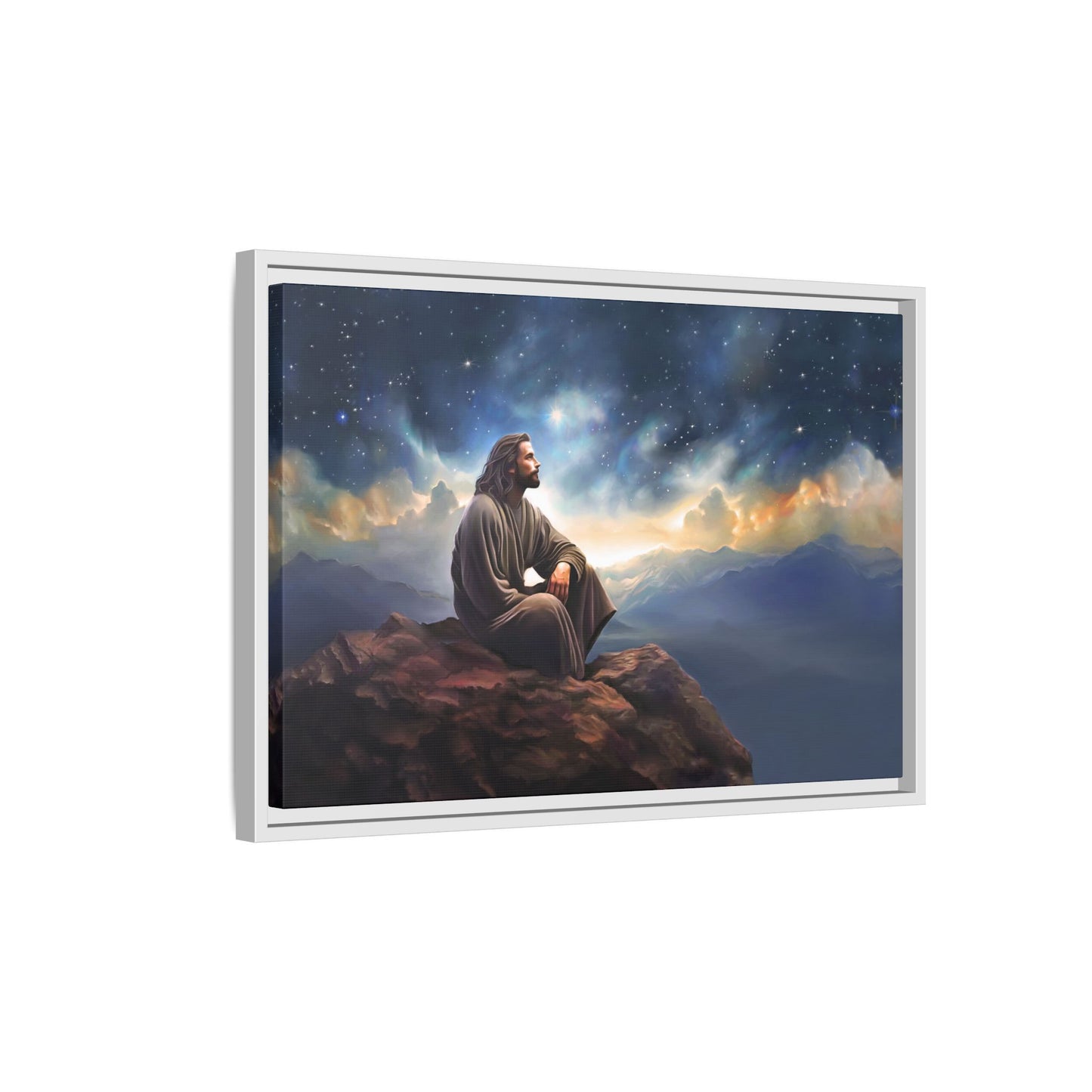Jesus With The Stars, Framed Fine Art Canvas Print of Handmade Art, many sizes, Christian Art, Christian Gifts