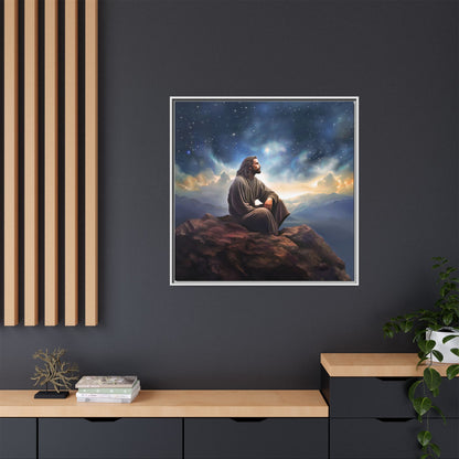 Jesus With The Stars, Framed Fine Art Canvas Print of Handmade Art, many sizes, Christian Art, Christian Gifts