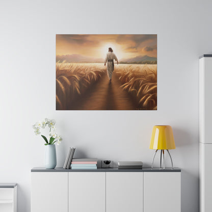 Called To Serve, Fine Art Canvas Print, Missionary Gift, many sizes, Jesus Christ walking through a wheat field, Christian Art