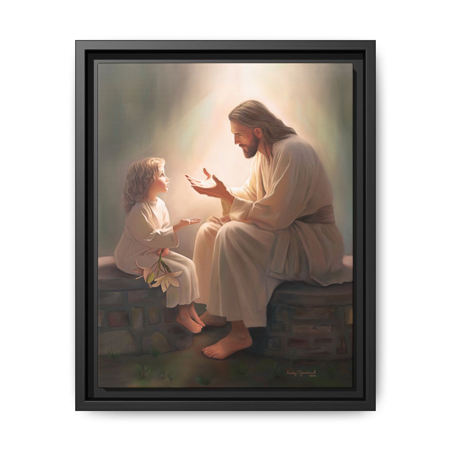 You Are The Light Fine Art Canvas Print, Framed, Picture of Jesus, Christian Gift, Christian Art, Jesus Christ Art with Child, Framed