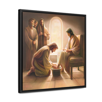 Jesus Washing the Feet, Canvas Print, Framed, The Unconditional Nature of God, Christian Art, Beautiful Art for Church and home, Gift for Him, Gift for Her