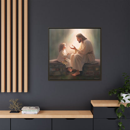 You Are The Light Fine Art Canvas Print, Framed, Picture of Jesus, Christian Gift, Christian Art, Jesus Christ Art with Child, Framed