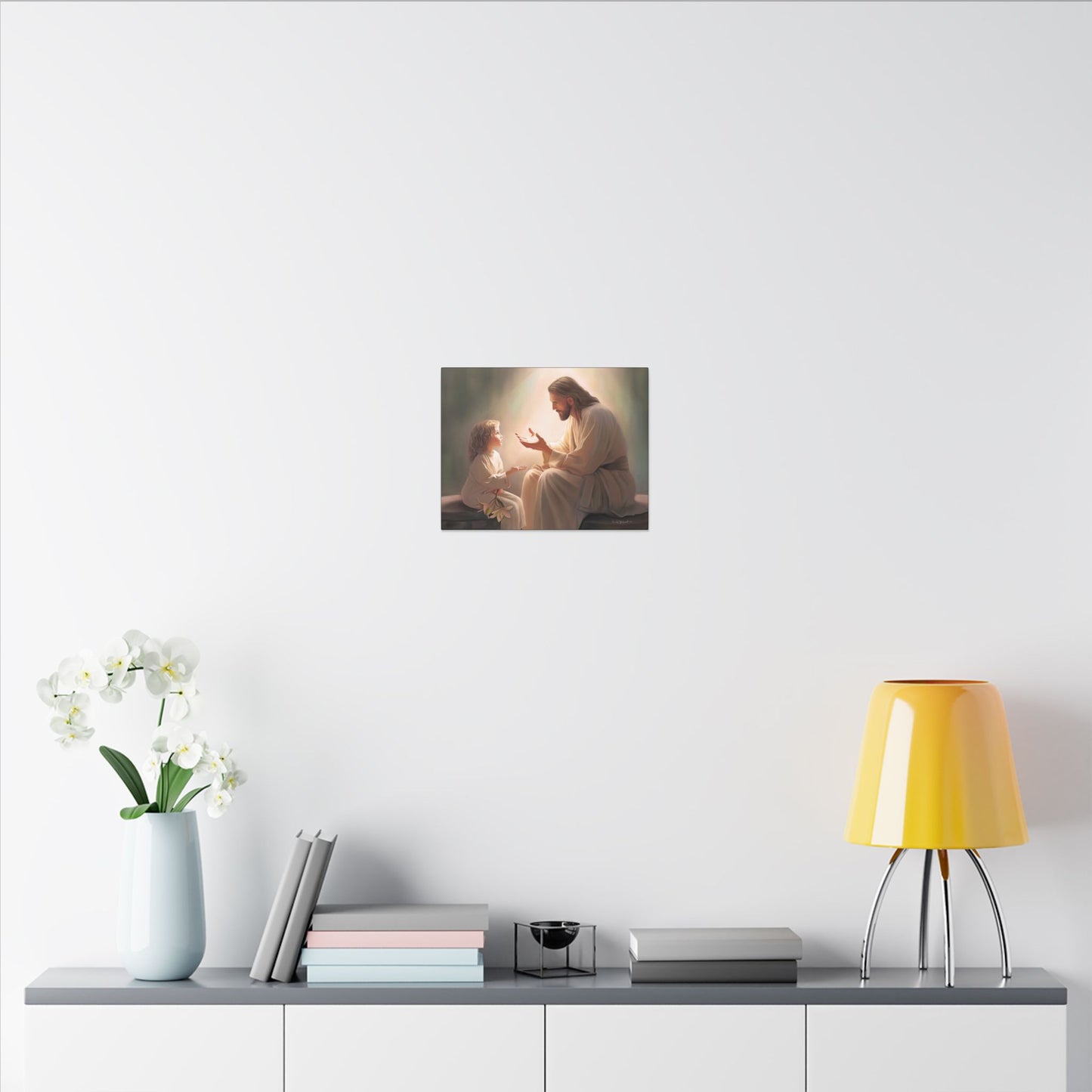 You Are The Light, fine art canvas print, Christian artwork, Jesus with a child, Jesus Christ with a little girl, Consider The Lillies