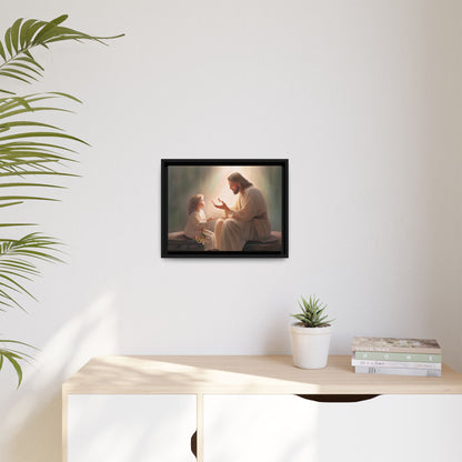 We are His Children, Fine Art Framed Canvas Print, Picture of Jesus, Jesus with a Child, Christian Gift, Christian Art, Jesus Christ Art with Child
