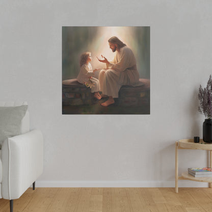 You Are The Light, fine art canvas print, Christian artwork, Jesus with a child, Jesus Christ with a little girl, Consider The Lillies