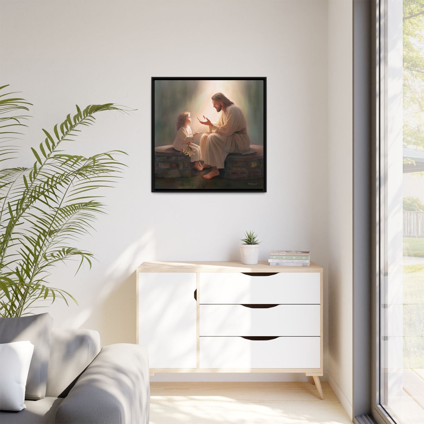 You Are The Light Fine Art Canvas Print, Framed, Picture of Jesus, Christian Gift, Christian Art, Jesus Christ Art with Child, Framed