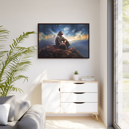Jesus with The Stars, Canvas Print Art Framed, Jesus Christ Handmade Artwork, Deep Meditative Christian Gift