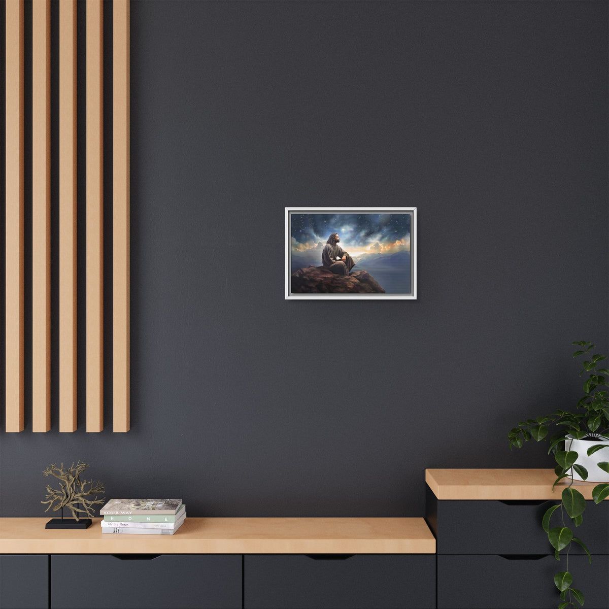 Jesus with The Stars, Canvas Print Art Framed, Jesus Christ Handmade Artwork, Deep Meditative Christian Gift