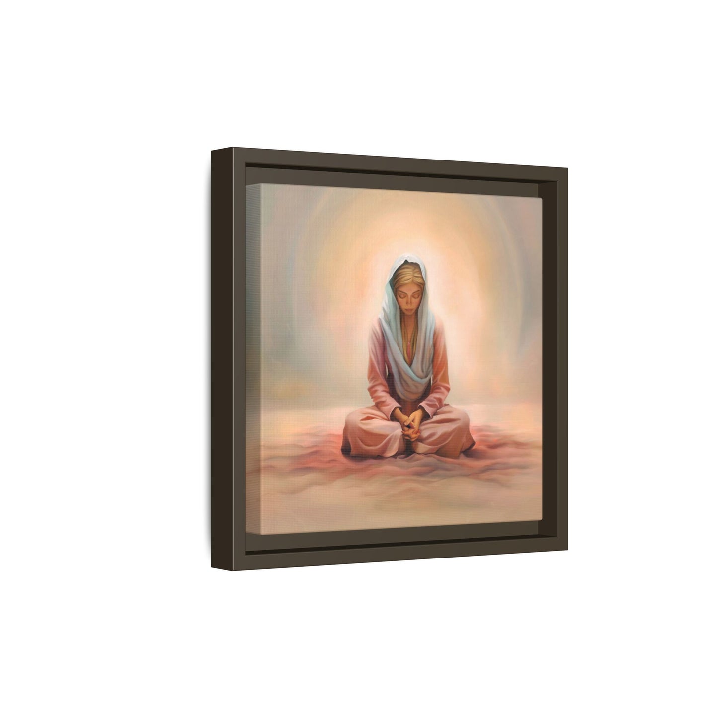 Stillness Framed Canvas Wall Art, Serene Meditation Decor, Spiritual Mindfulness Gift, Tranquil Room Accent, Woman Religious Art