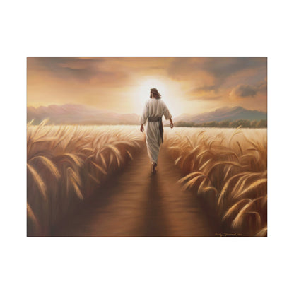 Called To Serve, Fine Art Canvas Print, Missionary Gift, many sizes, Jesus Christ walking through a wheat field, Christian Art