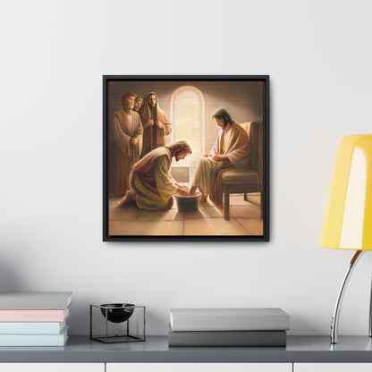 Jesus Washing the Feet, Canvas Print, Framed, The Unconditional Nature of God, Christian Art, Beautiful Art for Church and home, Gift for Him, Gift for Her