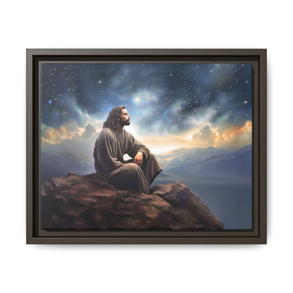 Jesus with The Stars, Canvas Print Art Framed, Jesus Christ Handmade Artwork, Deep Meditative Christian Gift
