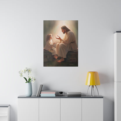 You Are The Light, fine art canvas print, Christian artwork, Jesus with a child, Jesus Christ with a little girl, Consider The Lillies